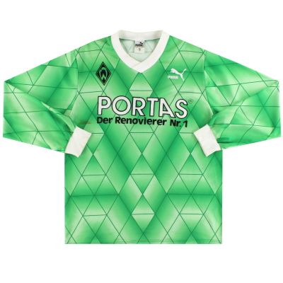 1989-90 Werder 브레멘 푸마 어웨이 셔츠 L/S XL