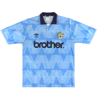 Camiseta de la 1989a equipación Umbro del Manchester City 91-XNUMX M