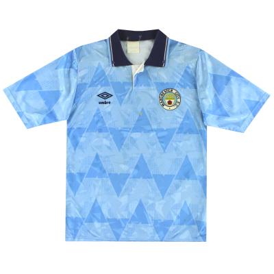 1989-91 Manchester City Umbro Heimtrikot Gr