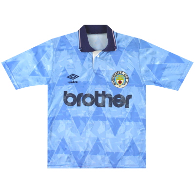 1989-91 Kemeja Kandang Manchester City Umbro Y
