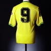 1989-92 Norwich City Match Issue Home Shirt #9 L