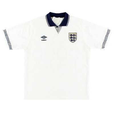 1990-92 England Umbro Maillot Domicile L