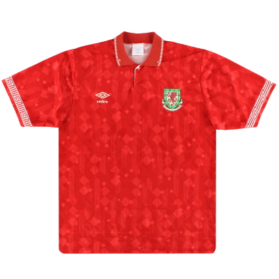 1990-92 웨일스 움 브로 홈 셔츠 L