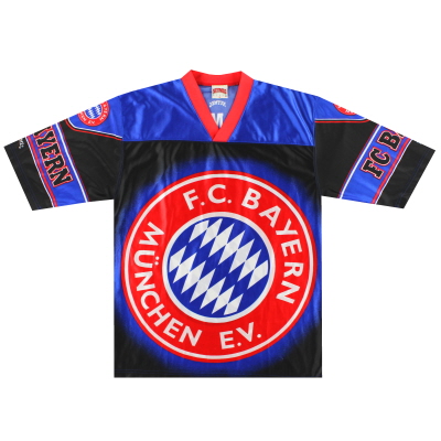 Bayern München nootmuskaat grafisch oversized shirt uit de jaren 1990, M