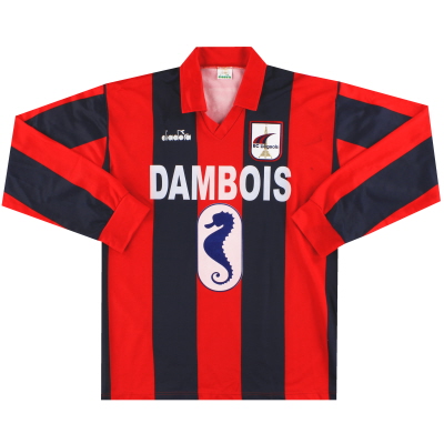 1991-92 RC Liegeois Diadora Match Issue Local Camiseta #9 L/S XXL
