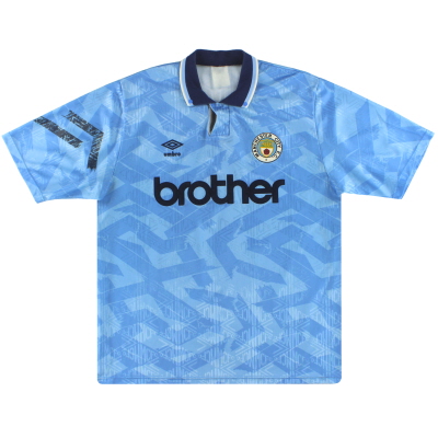 1991-93 Manchester City Umbro Maglia Home S