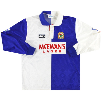 1992-94 Blackburn Asics Player Issue 홈 셔츠 L/S *Mint* XL