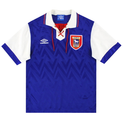 1992-94 Ipswich Umbro Kemeja Rumah M