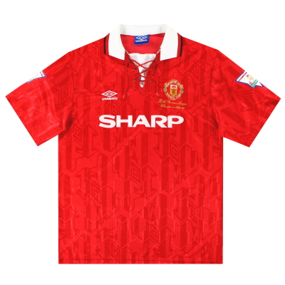 1992-94 Maillot domicile Manchester United Umbro 'Champions' *Menthe* XL