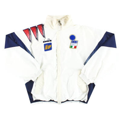 1993-94 Italy Diadora Player Mengeluarkan Jaket Olahraga *Mint* L
