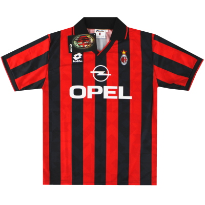 1995-96 AC Milan Lotto thuisshirt *met kaartjes* L