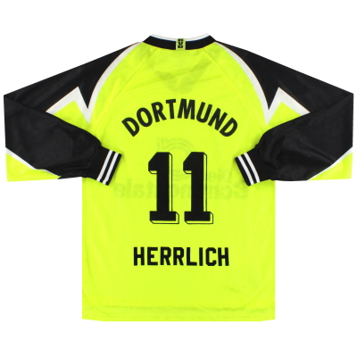 1995-96 Borussia Dortmund Nike Home Shirt Herrlich  #11 L/S L