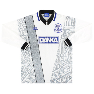 1995-96 Pemain Umbro Everton Mengeluarkan Baju Tandang #17 L/S XL