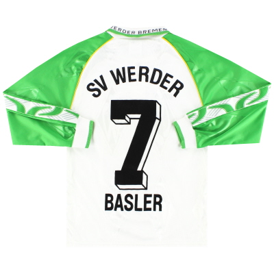 1995-96 Werder Brema Puma Home Maglia Basler # 14 L/S XXS