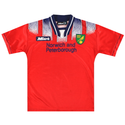 1996-97 Norwich Mitre Uitshirt XL.Jongens