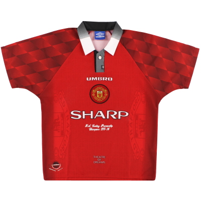 1996-98 Manchester United Umbro 'Premiership Champions' Maillot Domicile XL