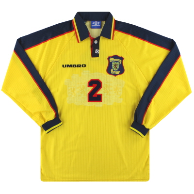 Camiseta de la segunda equipación del partido Umbro de Escocia 1996-99 # 2 L / S XL