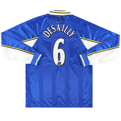1997-99 Домашняя футболка Chelsea Umbro «Обладатели Кубка Англии» Desailly #6 L/S *Мятная* L