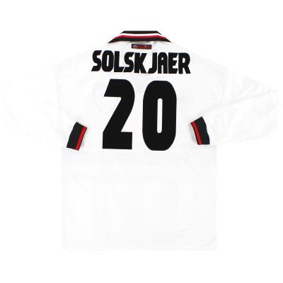 1997-99 Manchester United Umbro CL Maillot extérieur Solskjaer #20 L/S *Menthe* XL