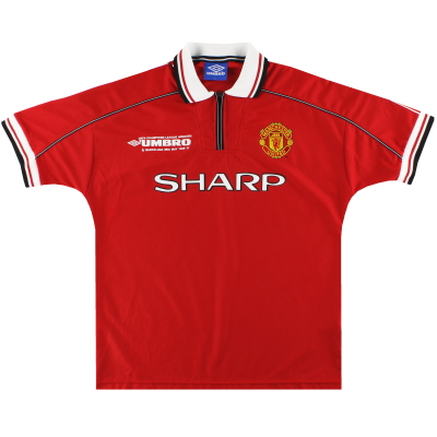 1998-00 Manchester United Umbro 'CL Winners' Maillot Domicile *Menthe* XL