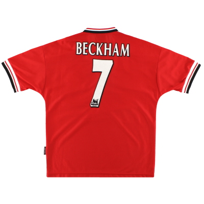1998-00 Manchester United Umbro Home Shirt Beckham #7 L 
