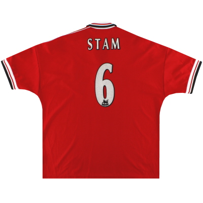 1998-00 Manchester United Umbro Maillot Domicile Stam # 6 XXL