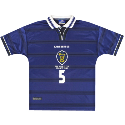 1998-00 Camiseta de local de la 'Copa Mundial' de Escocia Umbro Hendry # 5 M