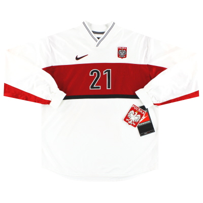 1998-99 Pologne Nike Player Issue Home Shirt # 21 * avec étiquettes * XL