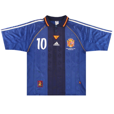 1998-99 Camiseta adidas de visitante de España Raúl # 10 M