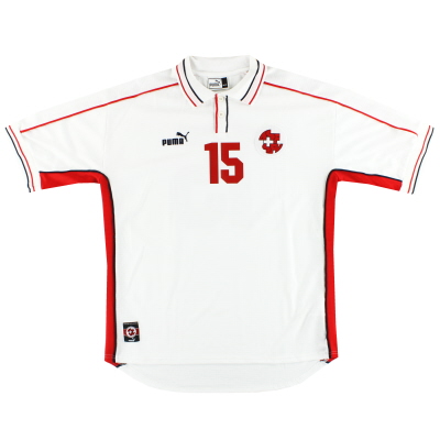 1999-00 Швейцария Puma Match Issue Гостевая рубашка № 15 XL