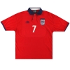 1999-01 Angleterre Umbro Maillot Extérieur Beckham # 7 L