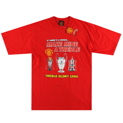 1999 Maglietta grafica "Make Mine A Treble" del Manchester United *con etichette*L