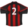 2000-02 AC Milan adidas Player Issue Home Shirt #2 L/S M