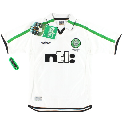 2001-02 Celtic Umbro „Treble Winners“ Auswärtstrikot *mit Etiketten* S