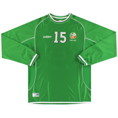 2001-02 Irlande Umnro Match Issue Maillot Domicile # 15 L / S XL