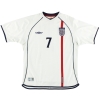 2001-03 England Umbro Home Shirt Beckham #7 L
