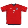 2002-04 England Umbro Away Shirt Beckham #7 L