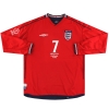 2002-04 Inghilterra Umbro Maglia da trasferta Beckham #7 L/SM