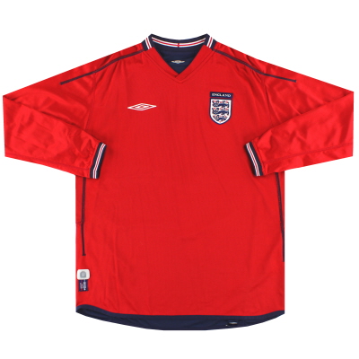 Camiseta de la segunda equipación de Umbro de Inglaterra 2002-04 L / SM