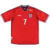Maglia Inghilterra Umbro Away 2002-04 Beckham #7 *con etichette* L