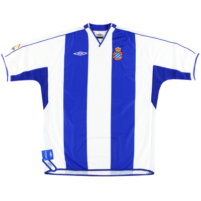2002-04 Espanyol Umbro thuisshirt *met kaartjes* XXL