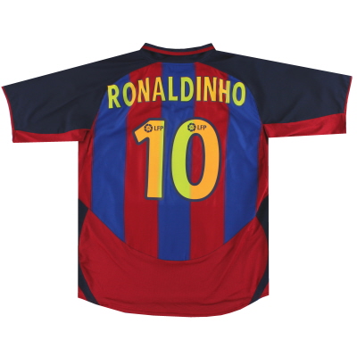 2003-04 Barcellona Nike Maglia Home Ronaldinho #10 *con cartellini* XL