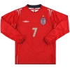 2004-06 England Umbro Away Shirt Beckham #7 L/S S
