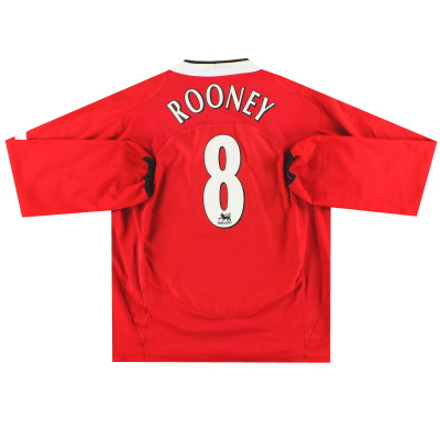 2004-06 Manchester United Nike Heimtrikot Rooney #8 L/S XL