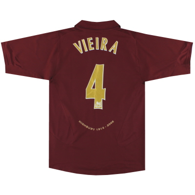 2005-06 Arsenal Nike Commemorative Highbury Home Shirt Vieira #4 M 