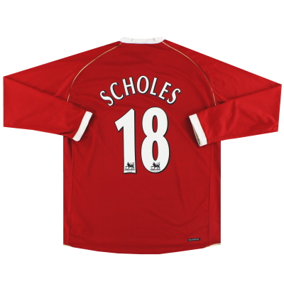 2006-07 Manchester United Nike Home Shirt Scholes #18 L/S L