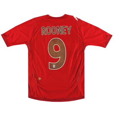 2006-08 Inggris Umbro Away Jersey Rooney #9 S