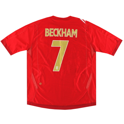 Camiseta de visitante de Umbro de Inglaterra 2006-08 Beckham # 7 S
