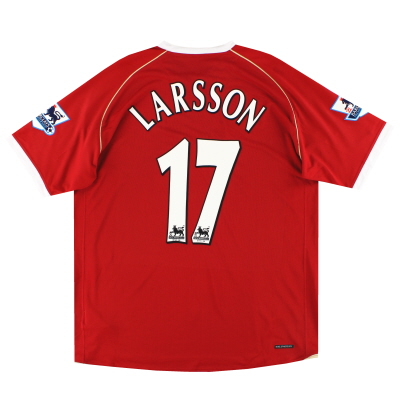 Kemeja Kandang Nike Manchester United 2006-08 Larsson #17 *Seperti Baru* XL
