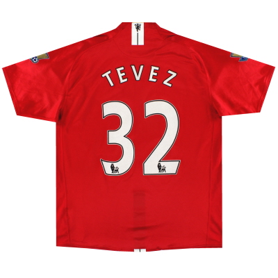 2007-08 Manchester United Nike Maillot Domicile Tevez # 32 XL